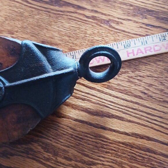 Wood Pulley Barn Farmhouse Industrial Decor Rustic - Antique - Picture 6 of 6